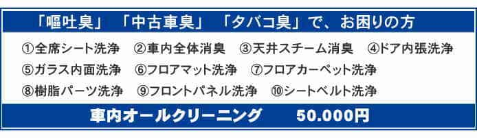 車内全体の洗浄・除菌・消臭の車内オールクリーニング